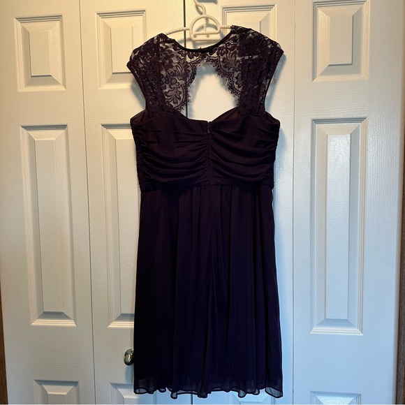 Purple Lace Detail Mini Dress - Picture 2 of 4